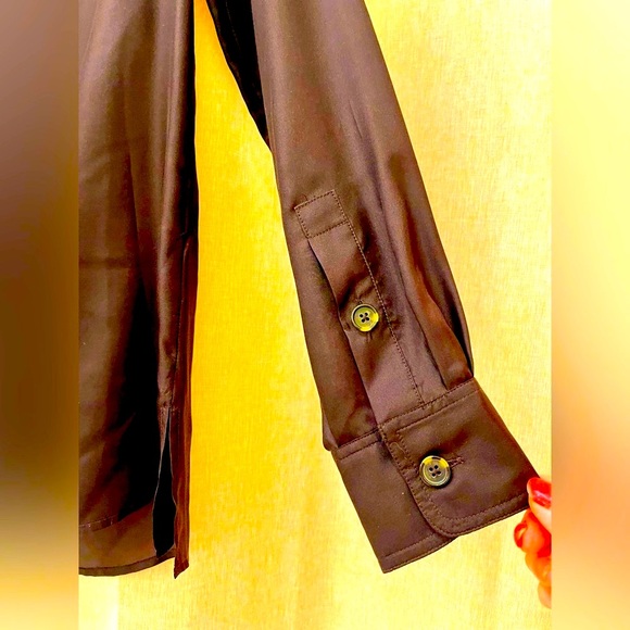 Y2K Brown 100% Silk Blouse Tunic Sz Small New with Tags - Picture 3 of 6